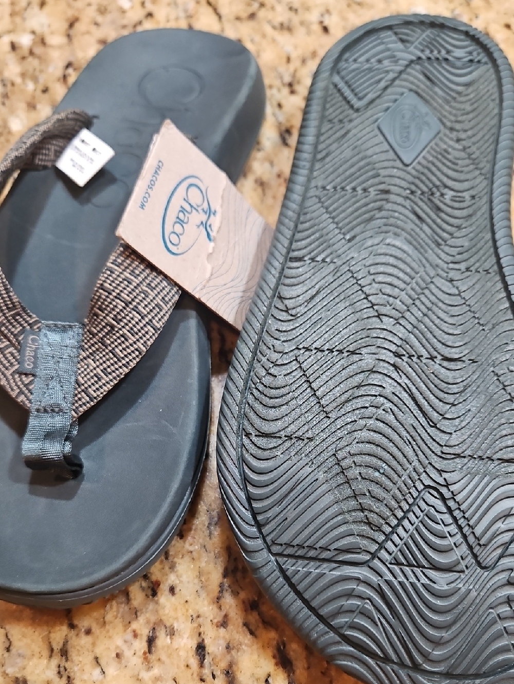 Chaco Gray Sandals with Brown Patterned Straps - Picture 5 of 5